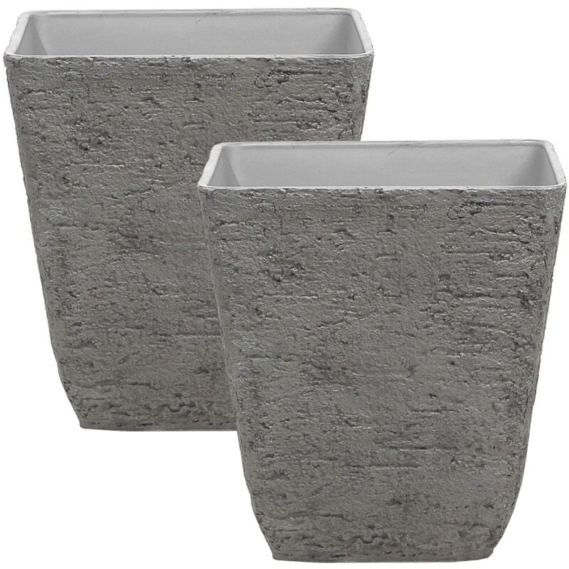 foto del prodotto vaso quadrato simil pietra grigia per interni e esterni 49 x 49 x 53 cm delos
