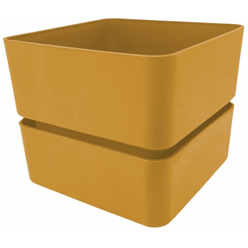 foto del prodotto vaso quadrato veleta in plastica da esterno e giardino per piante e fiori 12 cm curry