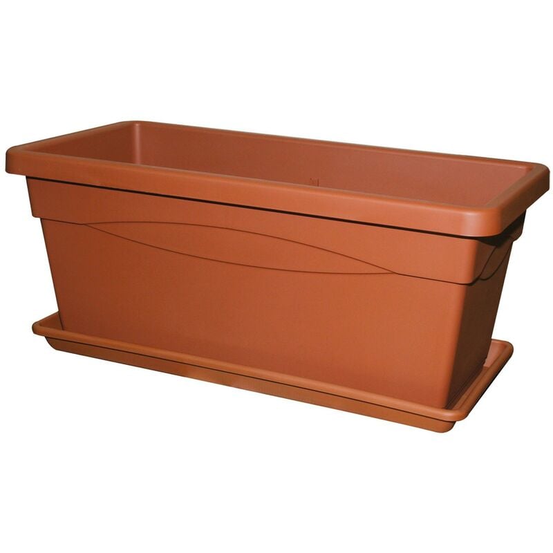 foto del prodotto vaso rettangolare in resina color terracotta salisburgo deroma 100x40xh38 cm
