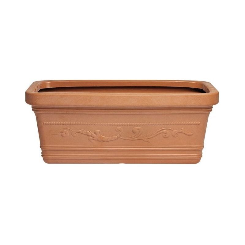 foto del prodotto vaso rettangolare resina festonato maxi misura 60x32x28h cm color terracotta