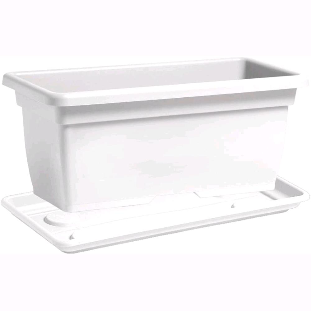 foto del prodotto vaso rettangolare + sottovaso in plastica ppl colore bianco 100x45x40h cm 110 litri