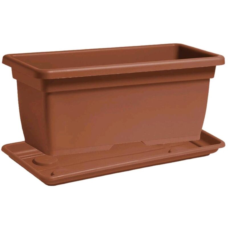 foto del prodotto vaso rettangolare + sottovaso in plastica ppl colore terracotta 60x31,5x28h cm 35 litri (mega) 60x31,5x28h cm colore terracotta