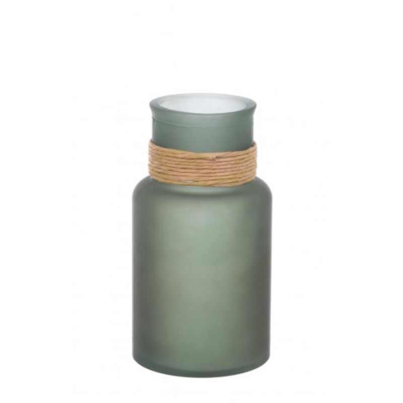 foto del prodotto vaso rotang tondo in vetro riciclato verde -ø15x45h