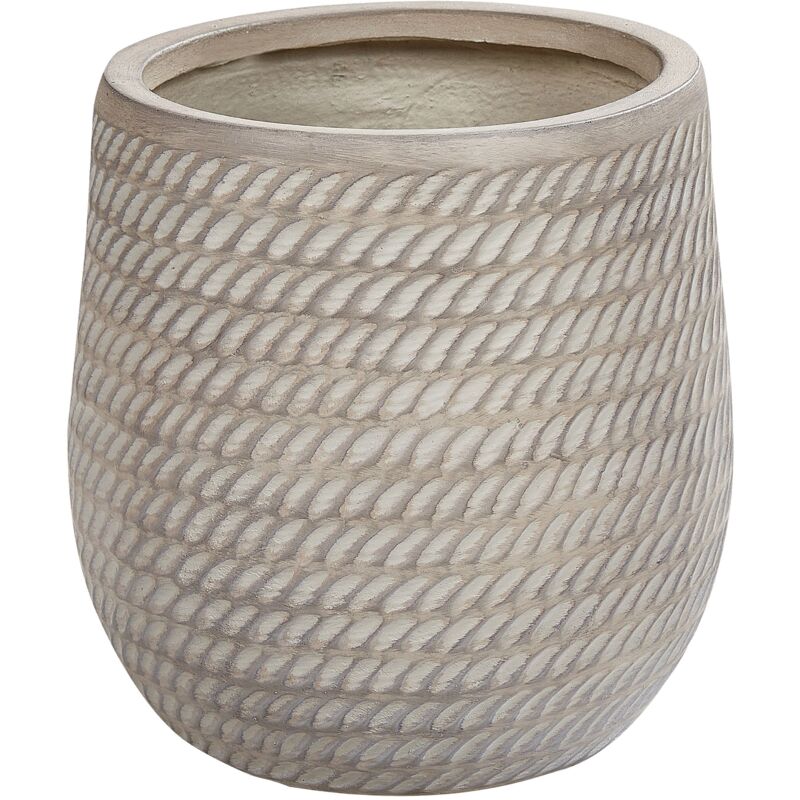 foto del prodotto vaso rotondo per piante in fibra di argilla con motivo in rilievo beige 27 cm livadia