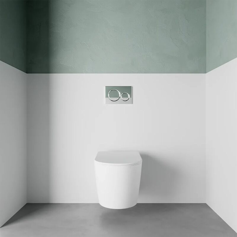 foto del prodotto vaso sospeso rimless in ceramica bianco lucido con sedile soft close mod. vienna