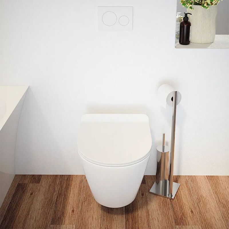 foto del prodotto vaso sospeso tornado silent flush in ceramica bianco lucido con copri wc soft close mod. sydney