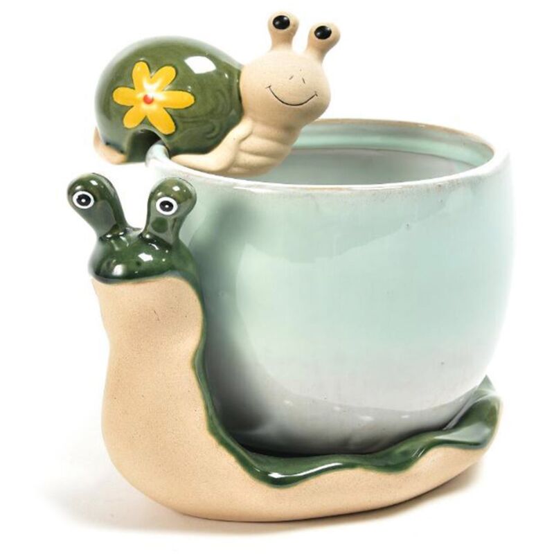 foto del prodotto vaso svuota tasche in ceramica con lumaca decorativa