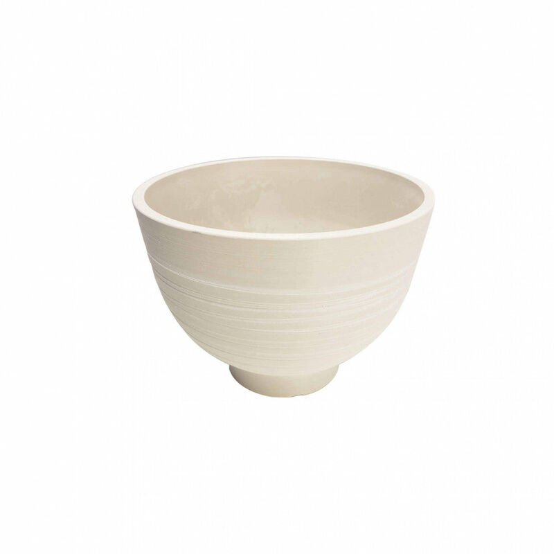 foto del prodotto vaso tondo a ciotola da giardino in fibra di argilla 13x13x12 cm buganvillee white