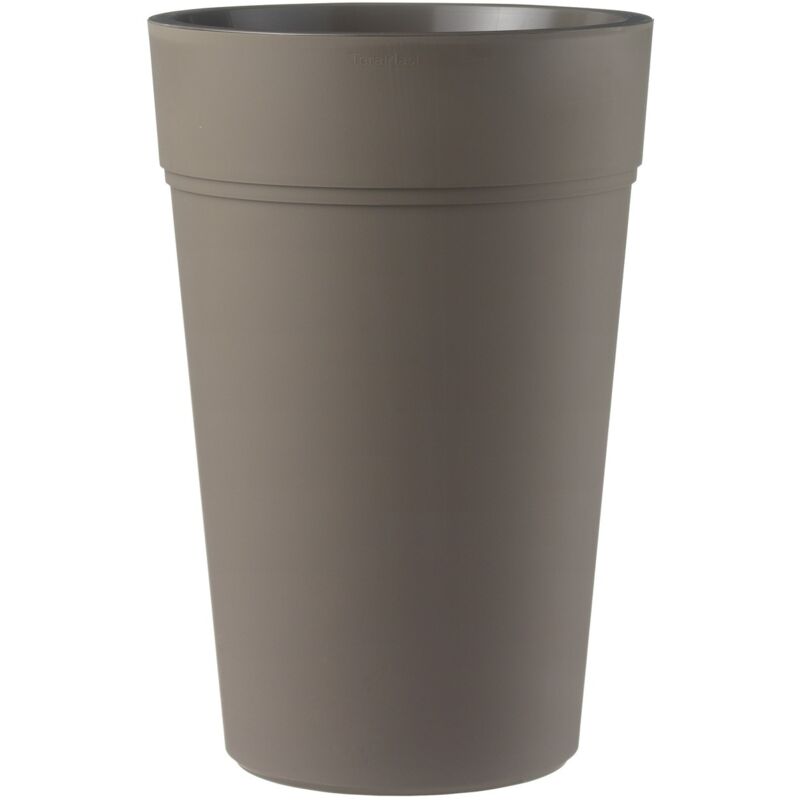 foto del prodotto vaso tondo alto 'stem element' in plastica da esterno e giardino per piante e fiori -65 cm bruno