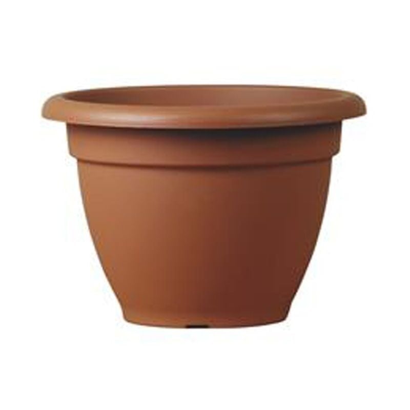 foto del prodotto vaso tondo campana basic classico per fiori e piante, in plastica, da esterno e giardino 25 cm antracite