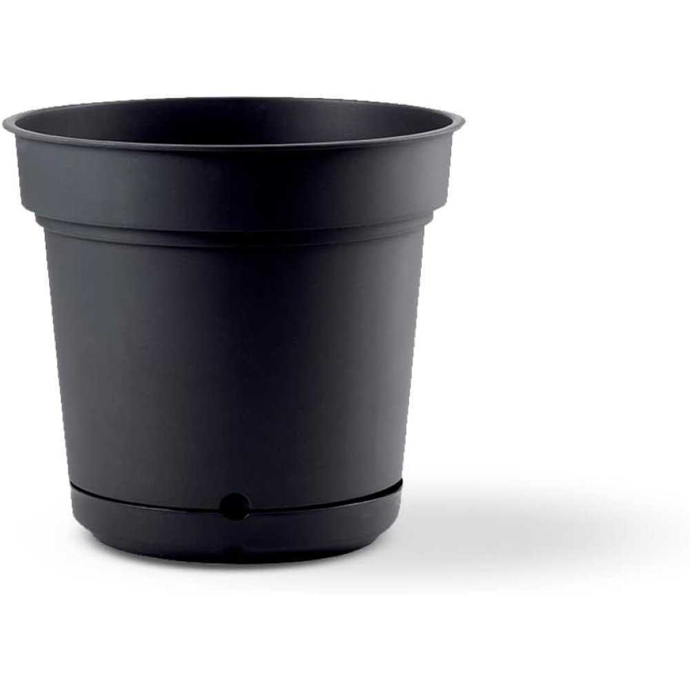 foto del prodotto vaso tondo con sottovaso hydral element per fiori e piante 38 cm antracite