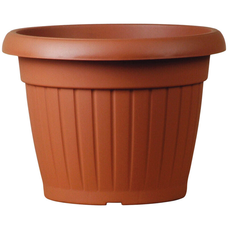 foto del prodotto vaso tondo coste basic per fiori e piante da giardino 25 cm antracite