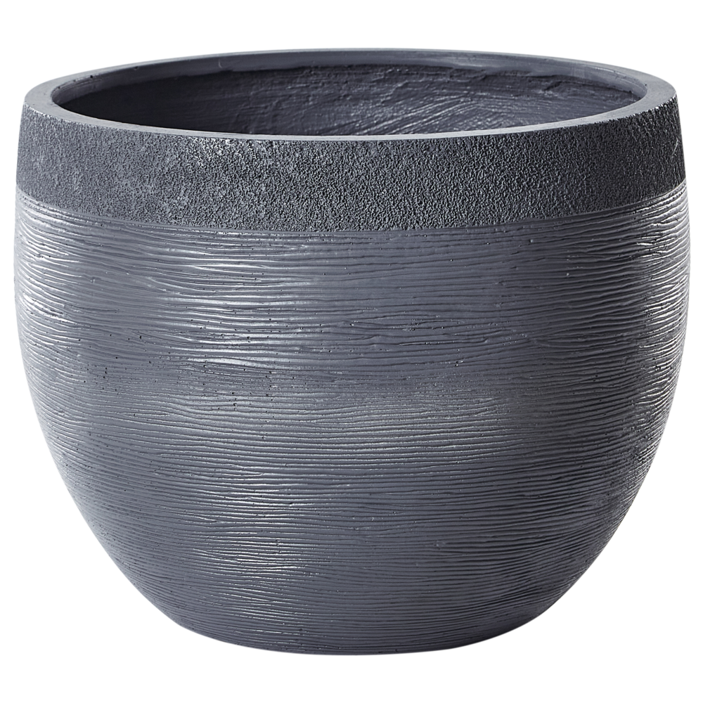 foto del prodotto vaso tondo in fibra di argilla e pietra nera 50 x 50 x 39 cm zakros