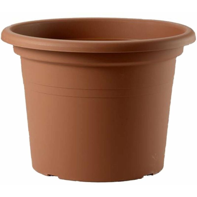 foto del prodotto vaso tondo in plastica cilindro basic colorato per giardino piante e fiori 20 cm terracotta