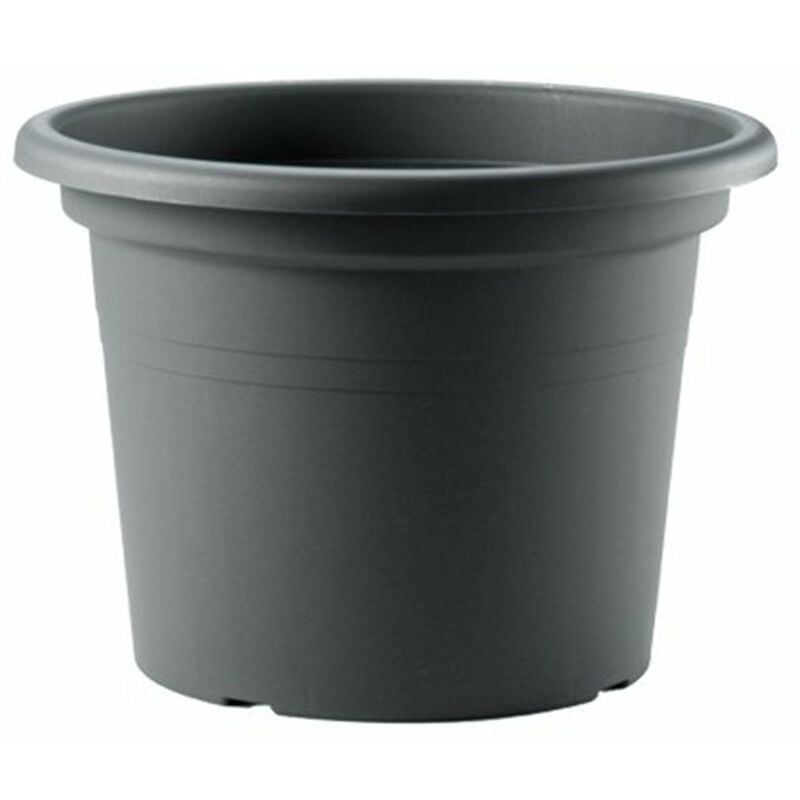 foto del prodotto vaso tondo in plastica cilindro basic colorato per giardino piante e fiori 25 cm antracite