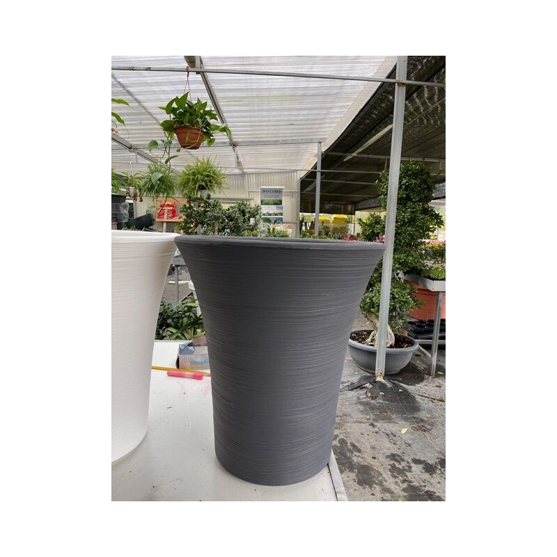 foto del prodotto vaso tondo in resina mimosa con altezza di cm 50 elbi colori antracite