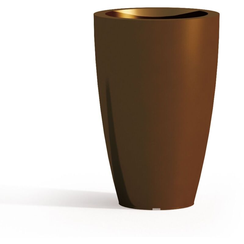 foto del prodotto vaso tondo in resina mod. parodia 33 cm h 50 marrone