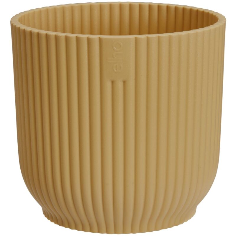 foto del prodotto vaso vibes fold round in plastica riciclata, per esterno, stile moderno giallo burro 9 cm