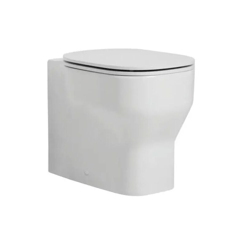 foto del prodotto vaso wc a terra filo parete in ceramica bianca serie glaze vaso filoparete azzurra