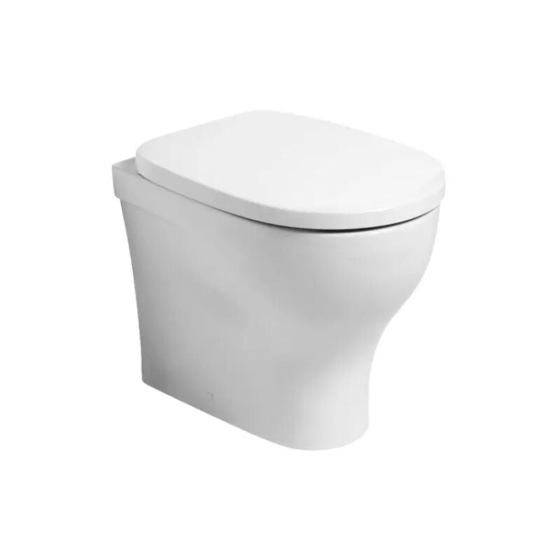 foto del prodotto vaso wc a terra filo parete in ceramica bianca serie pratica vaso filoparete azzurra
