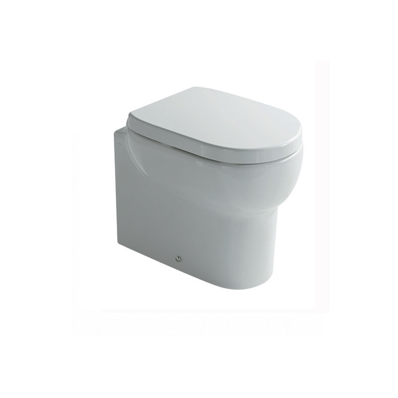 foto del prodotto vaso wc filomuro a pavimento m2 scarico traslato bianco senza coprivaso e curve tecniche