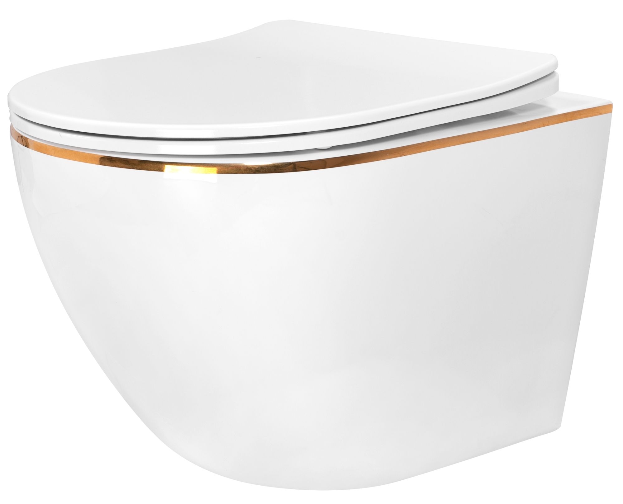 foto del prodotto vaso wc sospeso rea carlo white mini flat gold edge