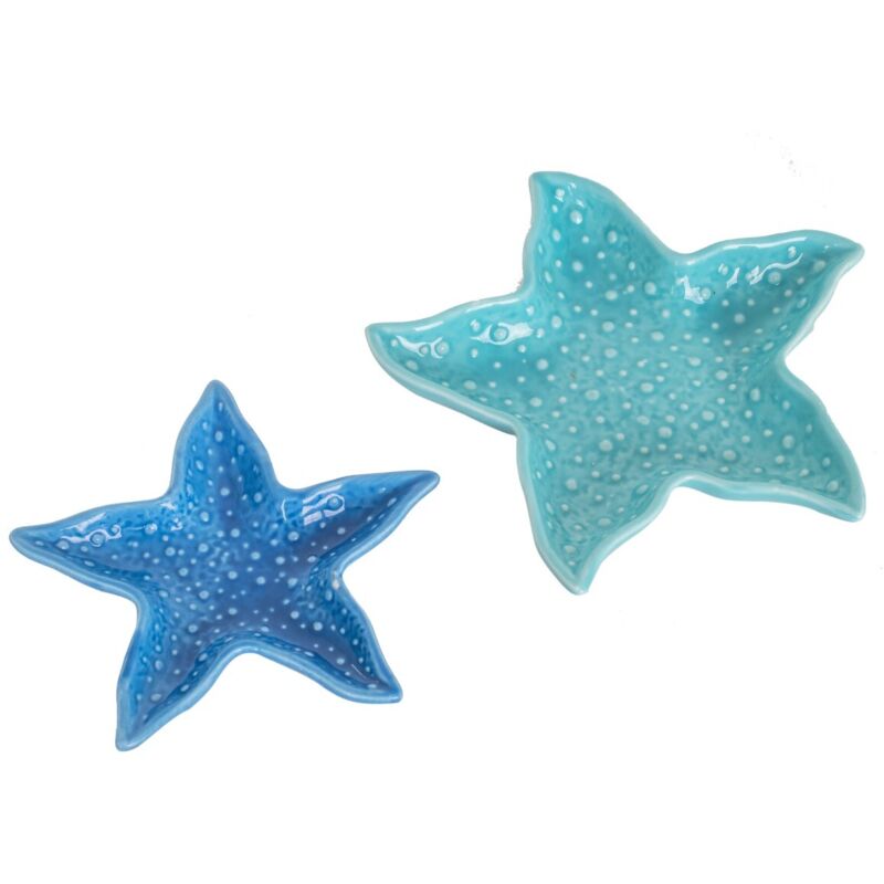 foto del prodotto vassoi stella marina in ceramica set 2 vassoi decorativi per tavola, centrotavola, regali originali