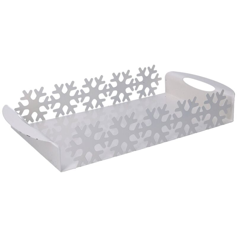 foto del prodotto vassoio bianco fiocco neve tondo tavola natale mod. neve