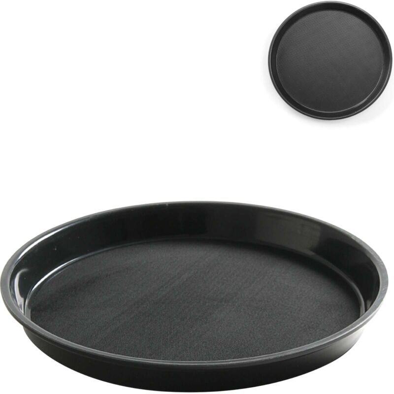 foto del prodotto vassoio cameriere, antiscivolo, resistente, rotondo, con bordo, diam. 32 cm nero
