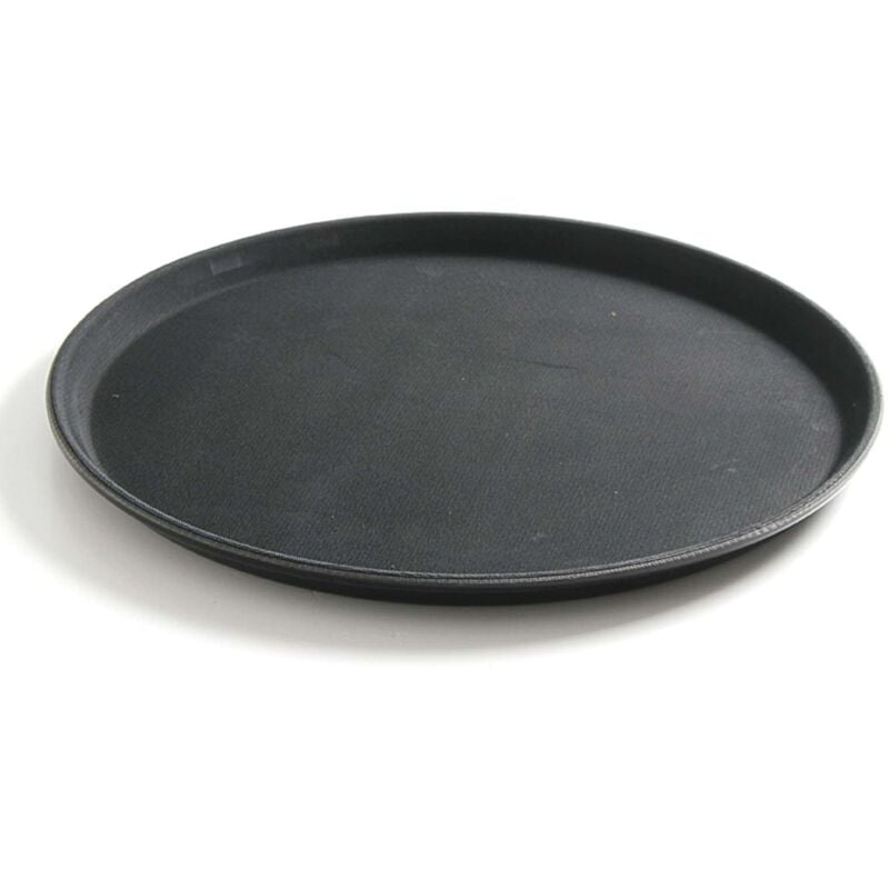 foto del prodotto vassoio cameriere, antiscivolo, resistente, tondo, diametro. 36 cm nero