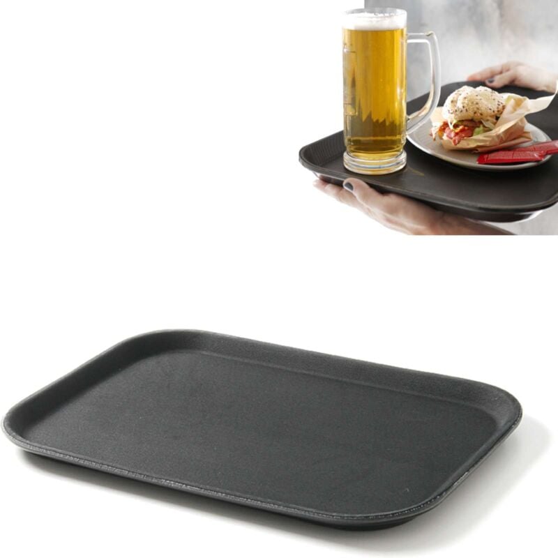 foto del prodotto vassoio da cameriere antiscivolo e resistente 25,5x35,5cm nero