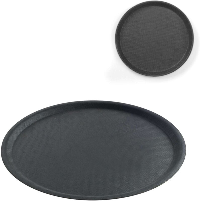 foto del prodotto vassoio da cameriere rotondo antiscivolo, diametro 28 cm - nero