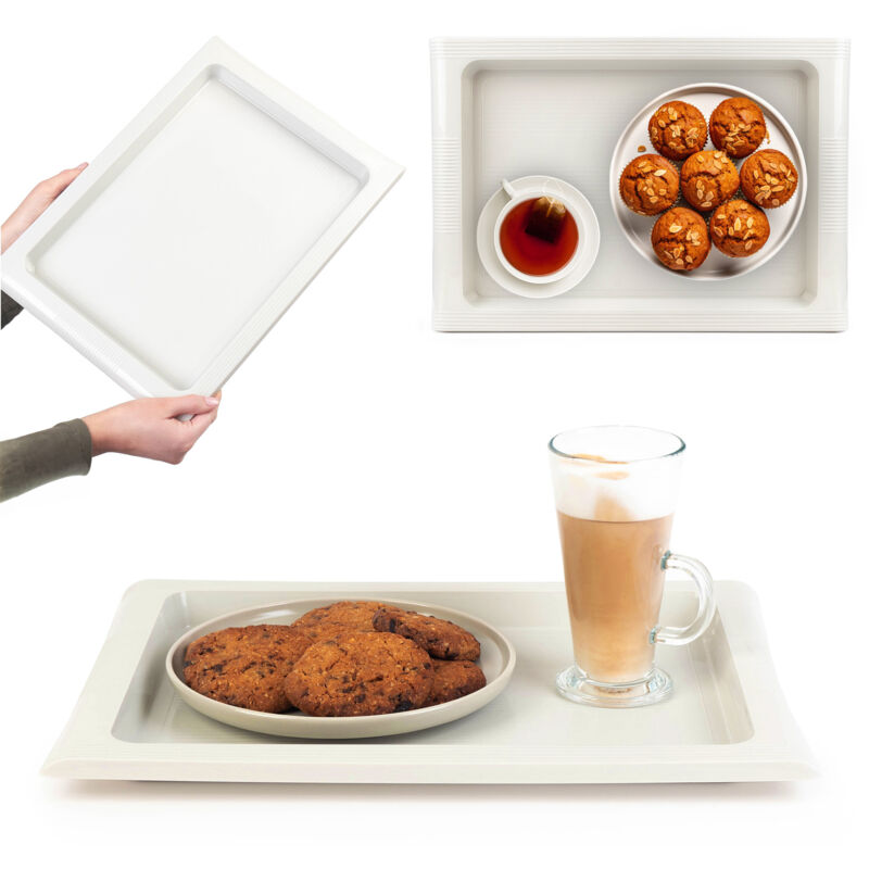 foto del prodotto vassoio da cucina kadax vassoio da bar in plastica grande bianco 40x28 cm