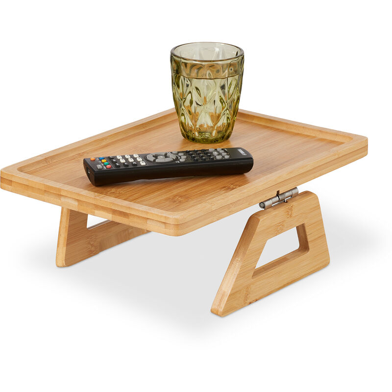foto del prodotto vassoio da divano per bracciolo, tavolino sof , porta tazza caff , ripiano lxp 35x26,5 cm, bamb , naturale relaxdays