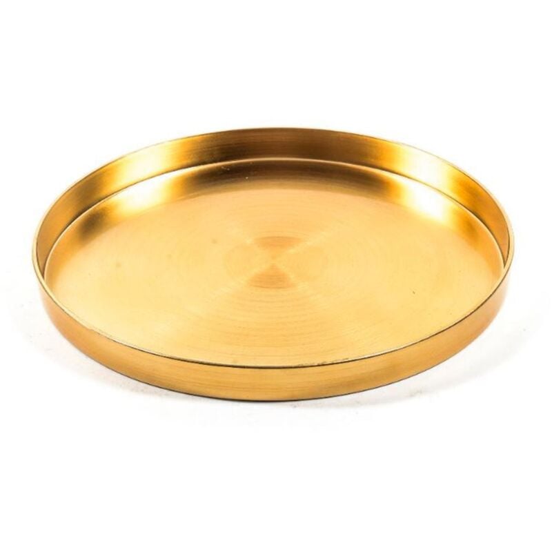 foto del prodotto vassoio decorativo tondo in plastica color oro decorazioni natalizie