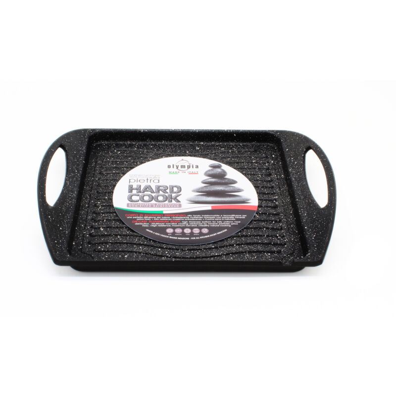 foto del prodotto vassoio grill quadrato antiaderente 2 maniglie 25x25 cm olympia hard cook