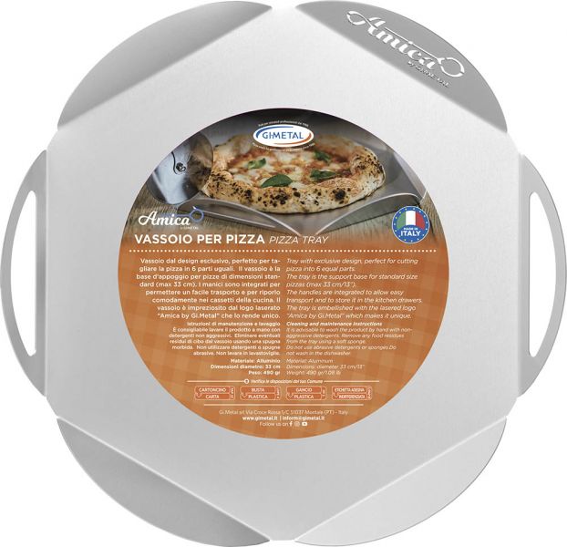 foto del prodotto vassoio in alluminio pizza fatta in casa diametro cm.33 disegno petalo made in italy qualit professionale