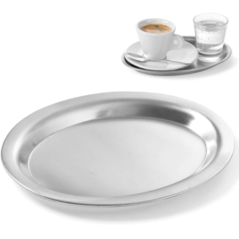 foto del prodotto vassoio ovale in acciaio per servire il caffè 26,5x19,5cm