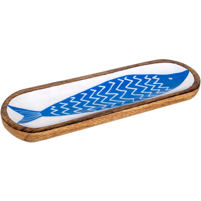 foto del prodotto vassoio ovale per pesci blu vassoio decorativo 3x38x13 cm signes grimalt