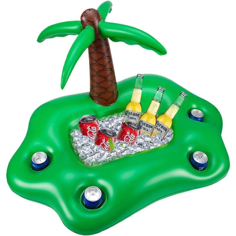 foto del prodotto vassoio per bevande in acqua gonfiabile con ghiaccio, decorazione per feste, palma in pvc, 90x50 cm