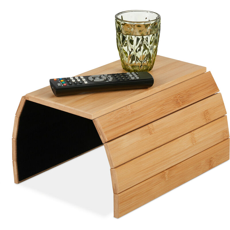 foto del prodotto vassoio per bracciolo divano, porta tazza caff , ripiano da sofà, lxp 48 x 32 cm, tavolino in bambù, naturale - relaxdays