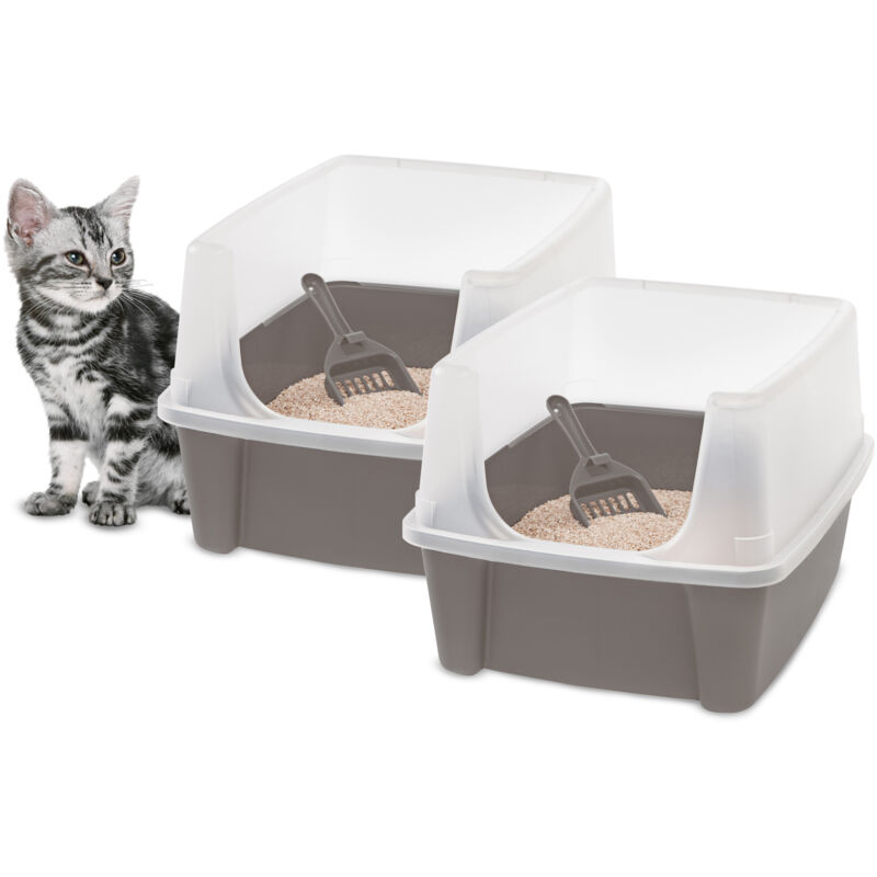 foto del prodotto vassoio per lettiera per gatti con paletta, set di 2, beige, facile da pulire, box per gatti, pareti rimovibili, per gattini, gatti adulti, conigli,