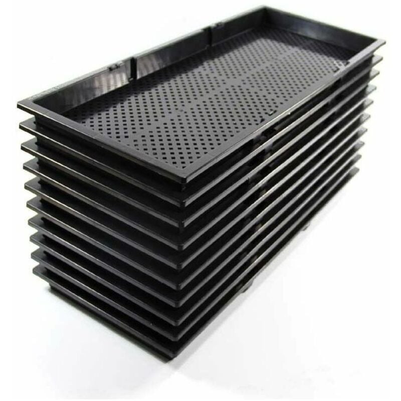 foto del prodotto vassoio per piantina riutilizzabile in plastica da 10 pezzi vassoio per semina nero per la germinazione delle piante in serra idroponica