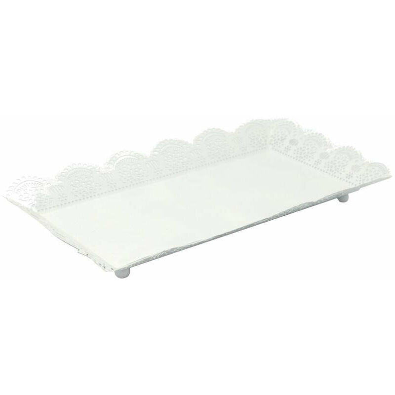 foto del prodotto vassoio rettangolare 43x28xh5 cm in metallo bianco