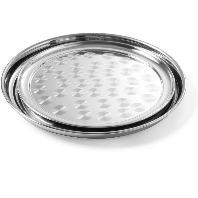 foto del prodotto vassoio rotondo in acciaio per banchetti, diametro 40 cm hendi 480403