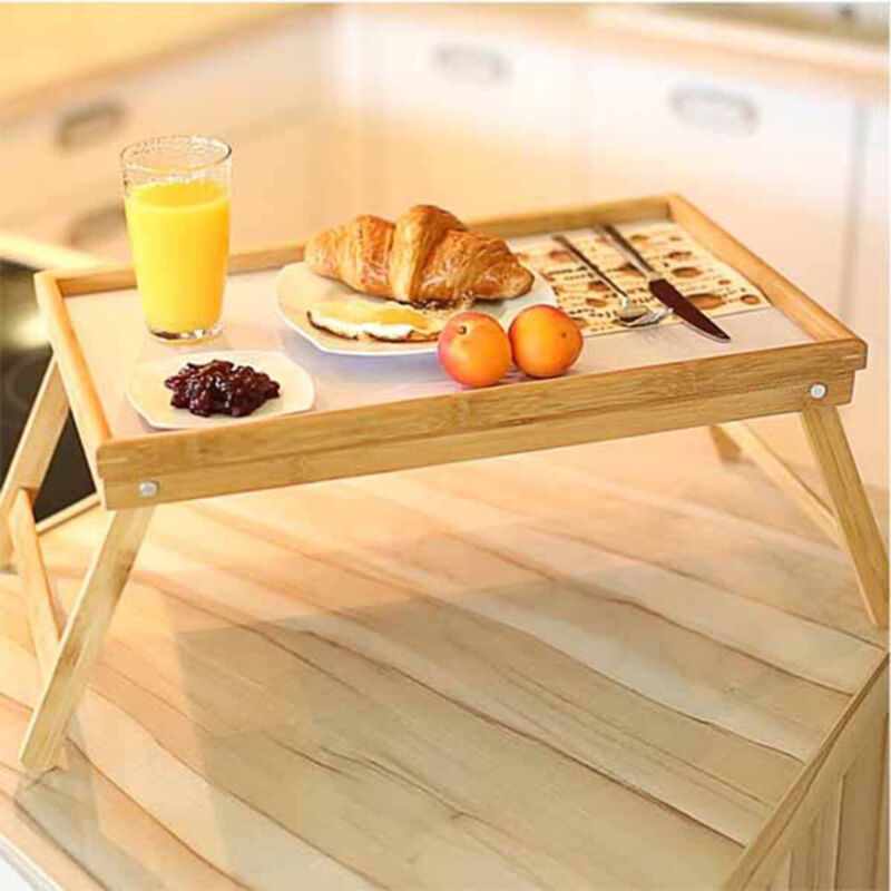foto del prodotto vassoio snack colazione pieghevole in legno altezza 50x21x31 cm richiudibile - - trade shop traesio