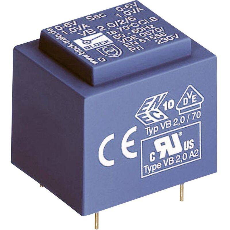 foto del prodotto vb 1,5 1 18 trasformatore per pcb 1 x 230 v 1 x 18 v ac 1.50 va 83 ma block