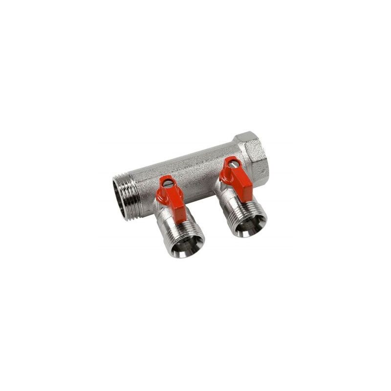 foto del prodotto vb collettore con valvola a sfera e maniglia rossa 3 4 mf 2 derivazioni eurocono vb050502rood