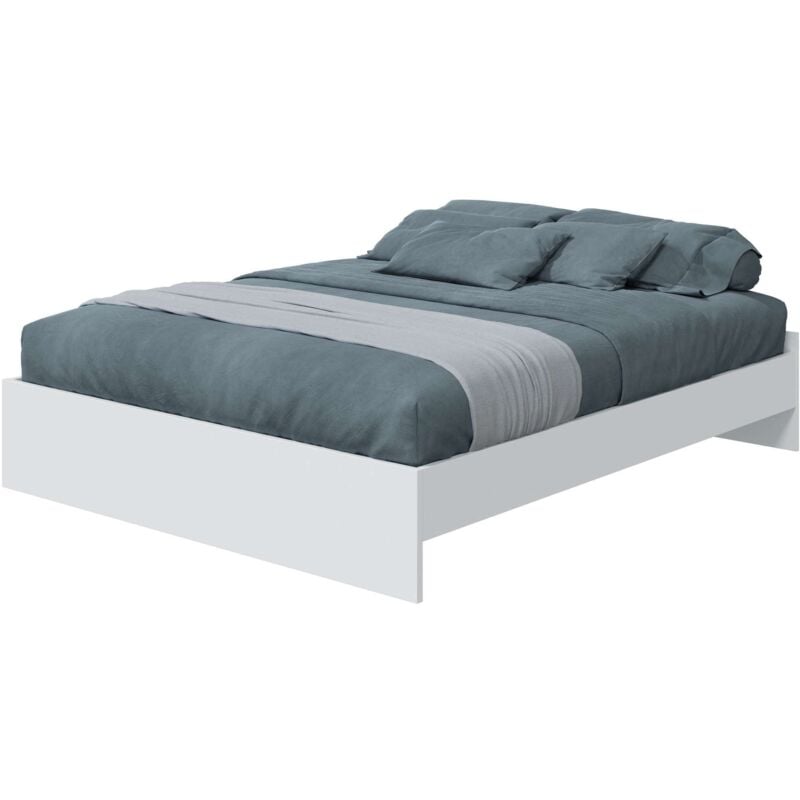 foto del prodotto vds letto matrimoniale in legno bianco artik cm.196x166x39 giroletto bordi 18 22mm