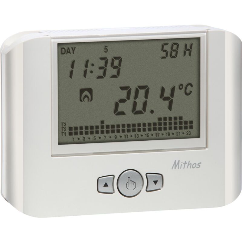 foto del prodotto ve478400 mithos h cronotermostato con umidostato, programmazione settimanale, alimentazione a batterie, bianco vemer
